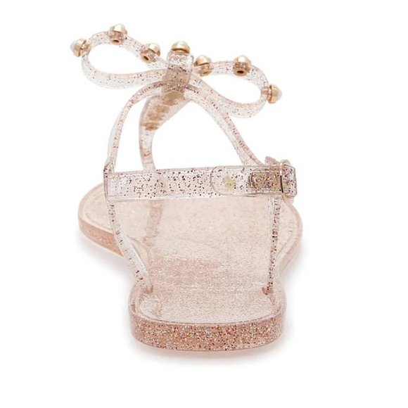 NEW Pearl Bow Jelly Sparkle Sandals - Picture 2 of 5